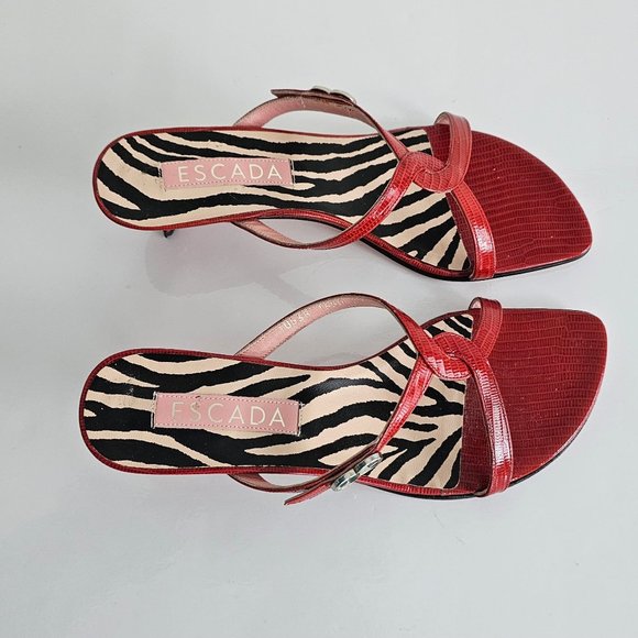Escada Red Strappy Women's Sandals - Picture 6 of 10